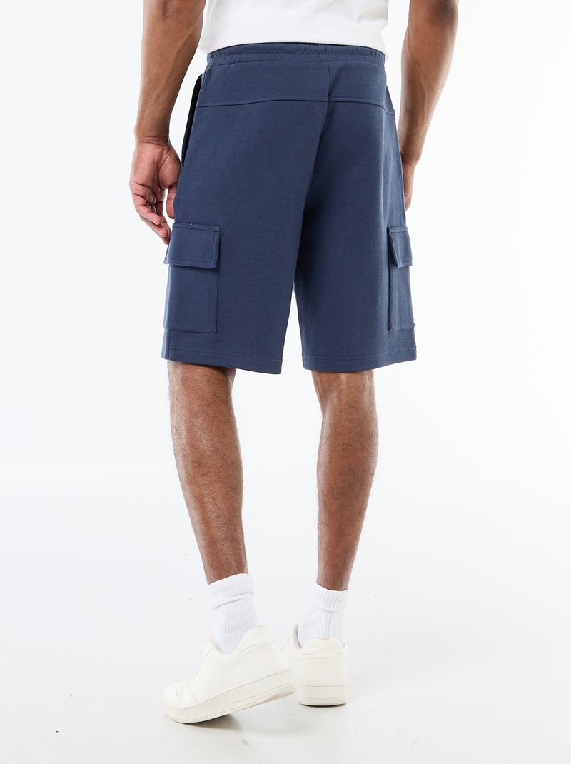 Bermuda en piqué de coton multipoches Bleu - Kiabi