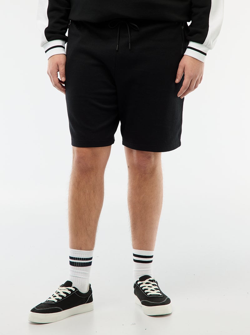 Bermuda en piqué de coton Noir - Kiabi