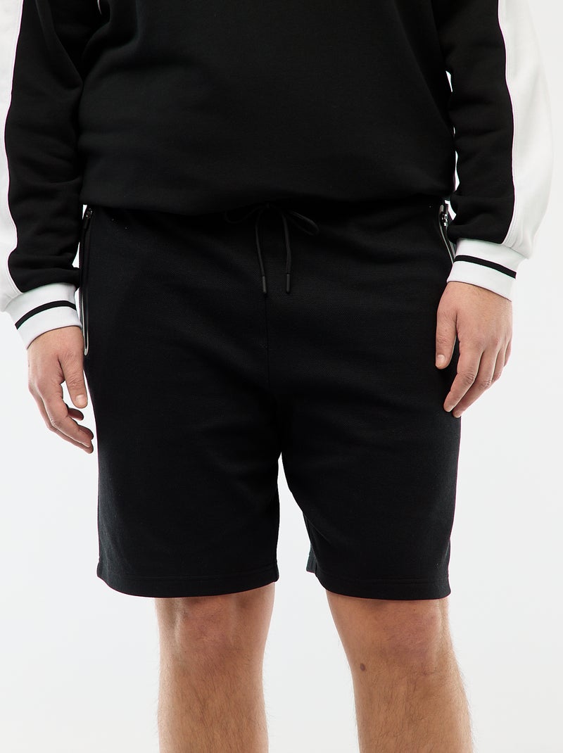 Bermuda en piqué de coton Noir - Kiabi