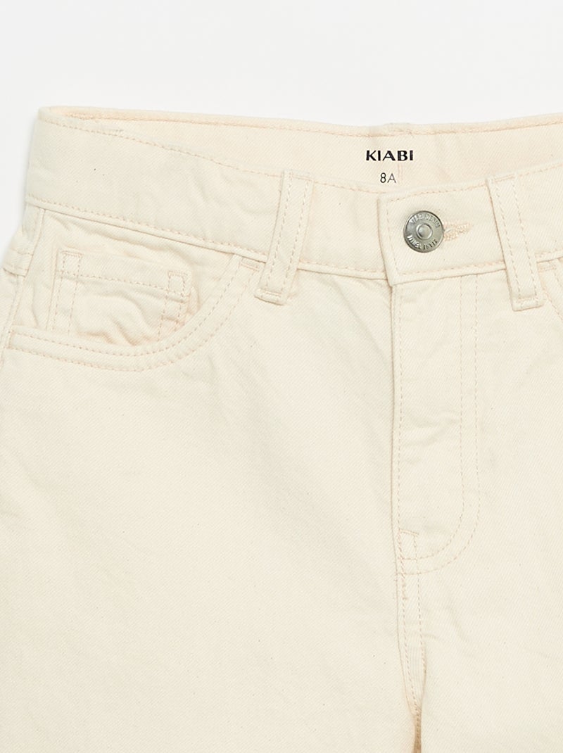 Bermuda en twill 5 poches Ecru - Kiabi