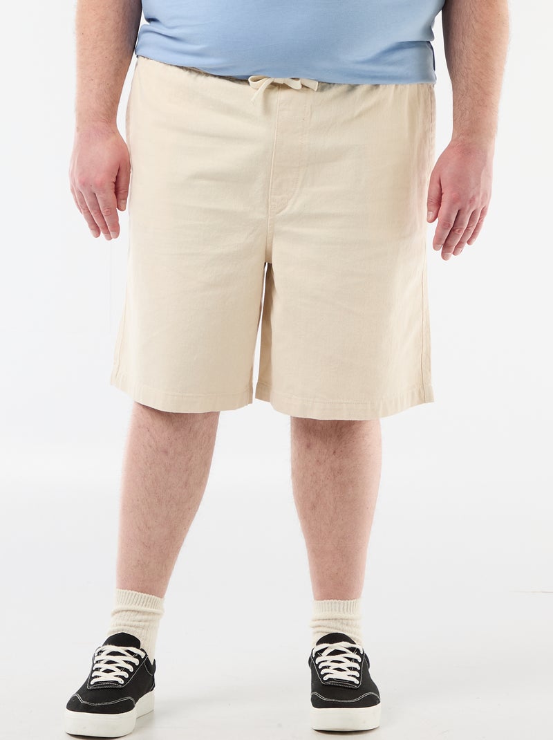 Bermuda en twill avec cordons de serrage Blanc - Kiabi