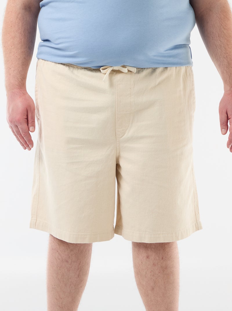 Bermuda en twill avec cordons de serrage Blanc - Kiabi