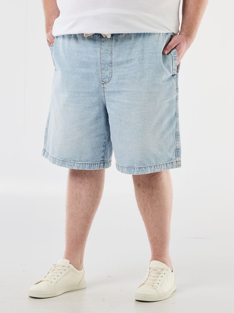 Bermuda en twill avec cordons de serrage Bleu - Kiabi