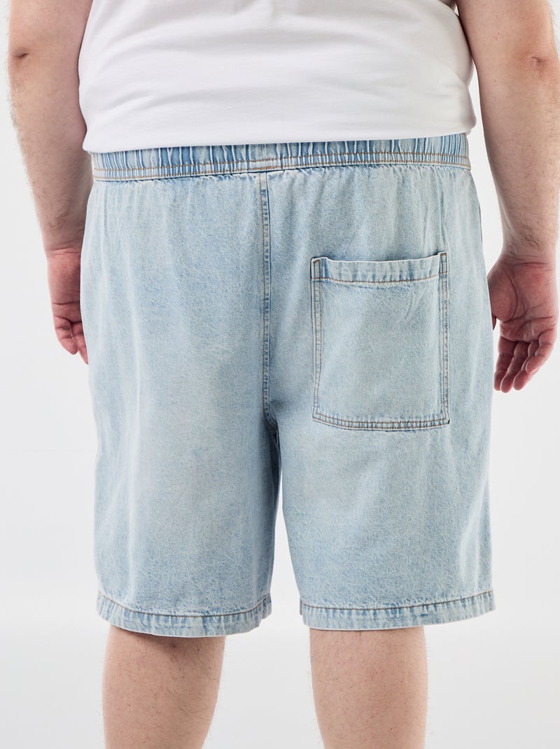 Bermuda en twill avec cordons de serrage Bleu - Kiabi