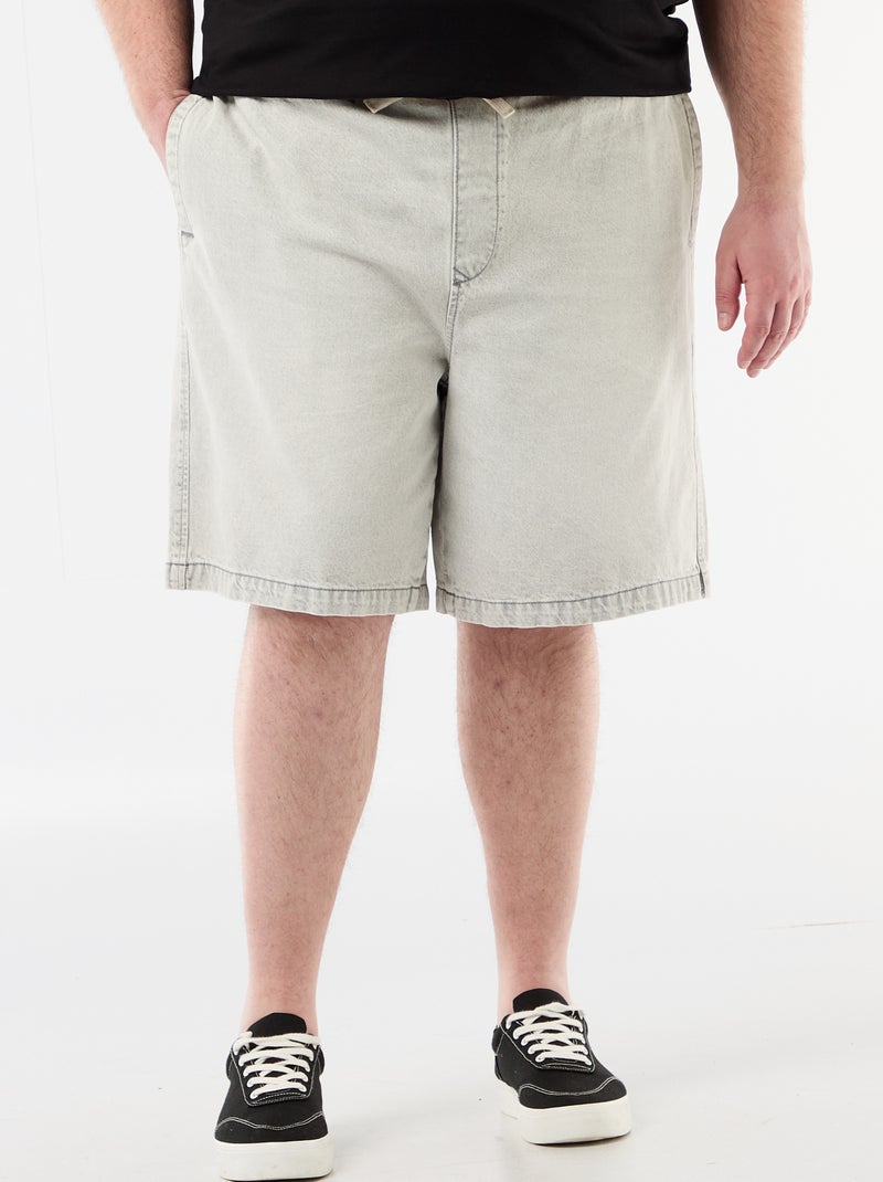 Bermuda en twill avec cordons de serrage Gris - Kiabi