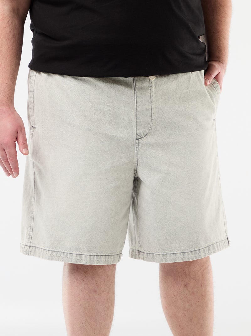 Bermuda en twill avec cordons de serrage Gris - Kiabi