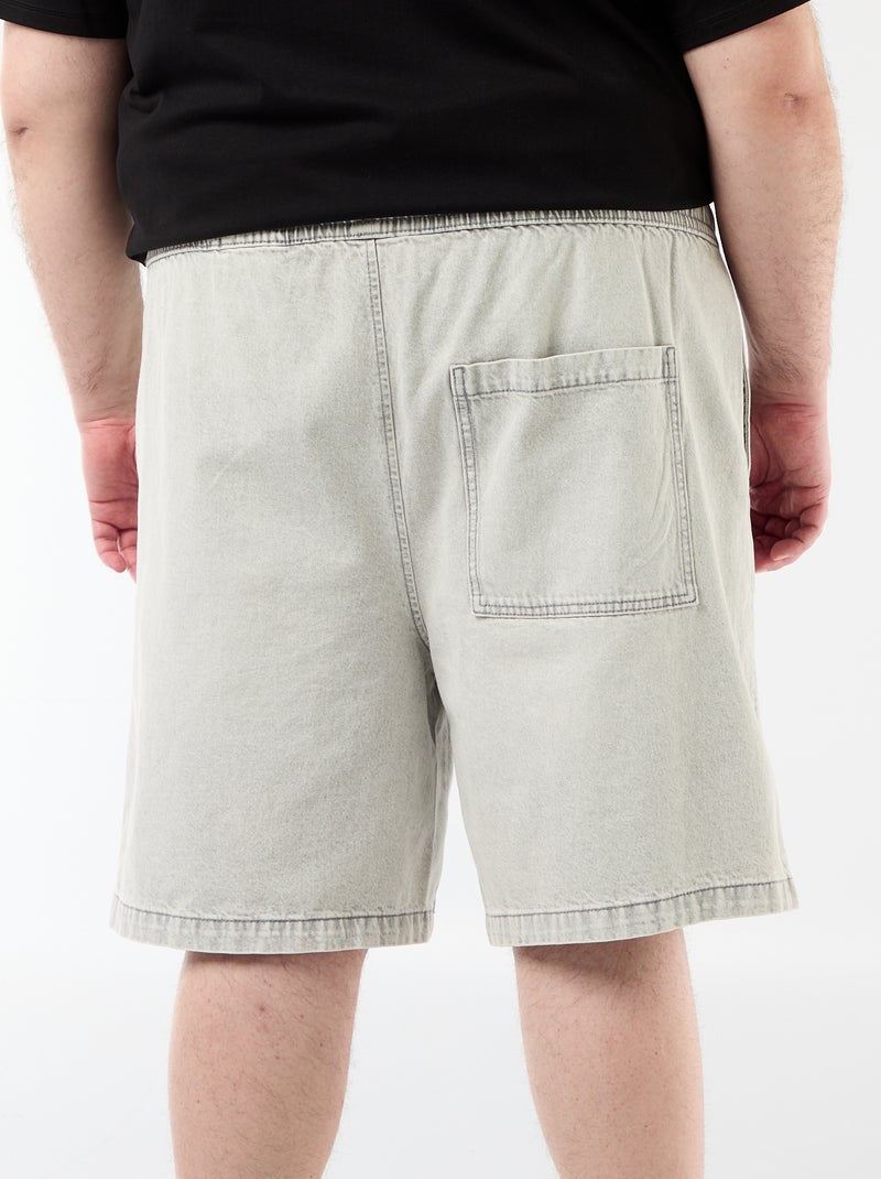 Bermuda en twill avec cordons de serrage Gris - Kiabi