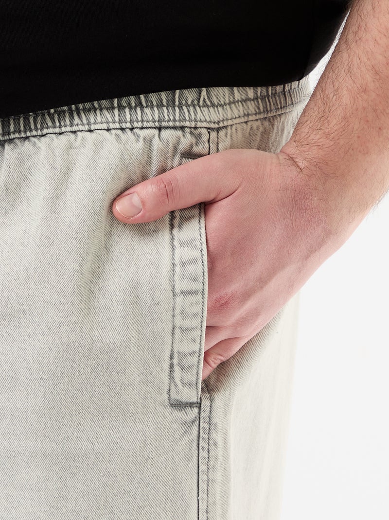 Bermuda en twill avec cordons de serrage Gris - Kiabi