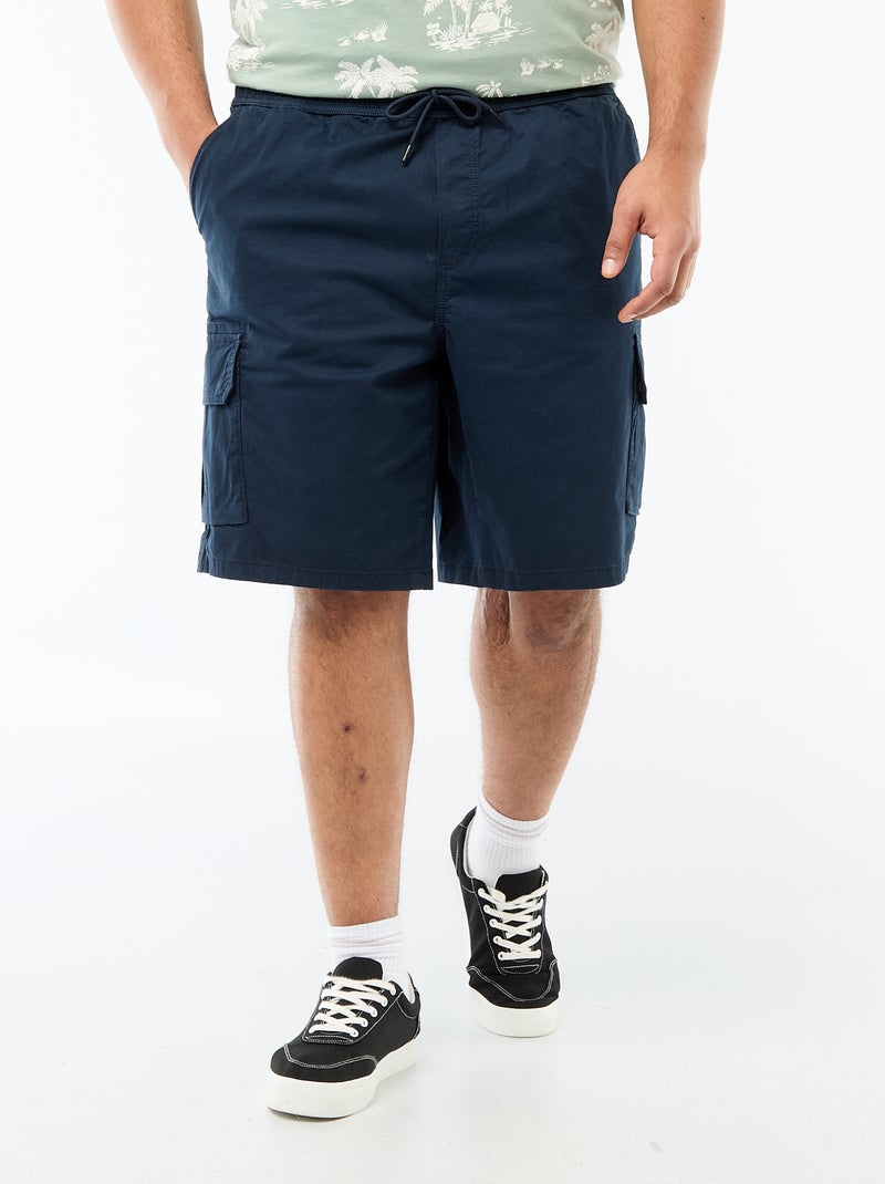 Bermuda en twill multipoches Bleu - Kiabi