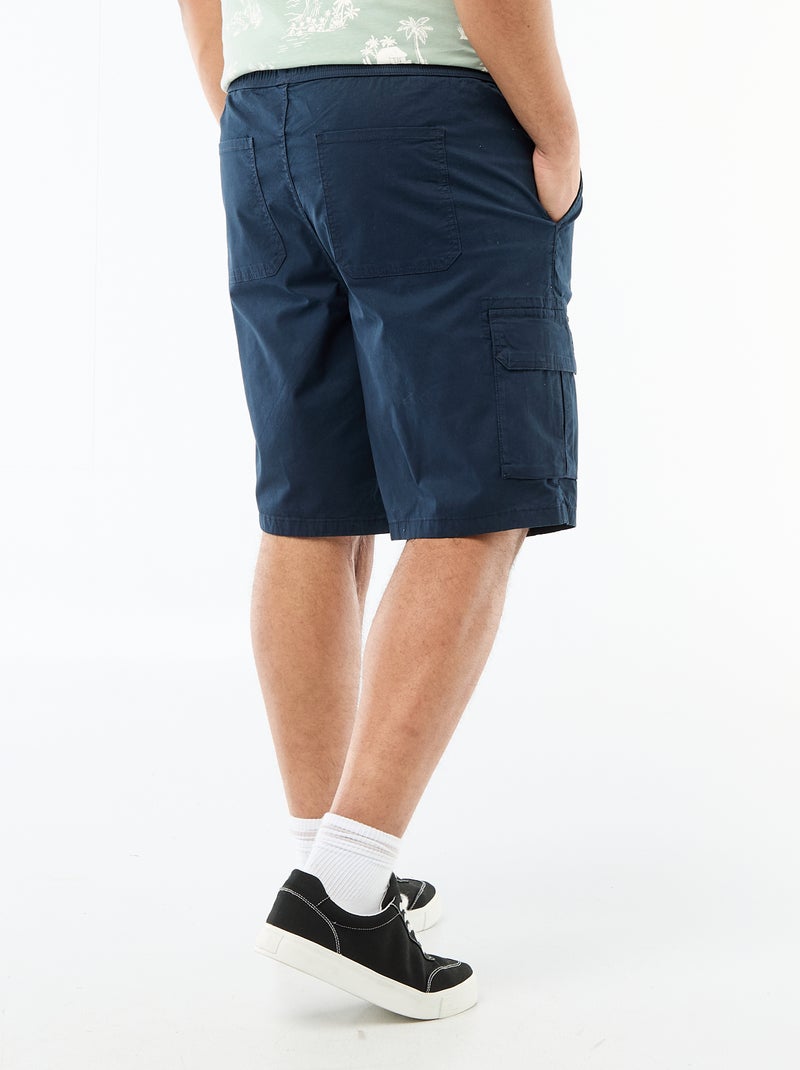 Bermuda en twill multipoches Bleu - Kiabi