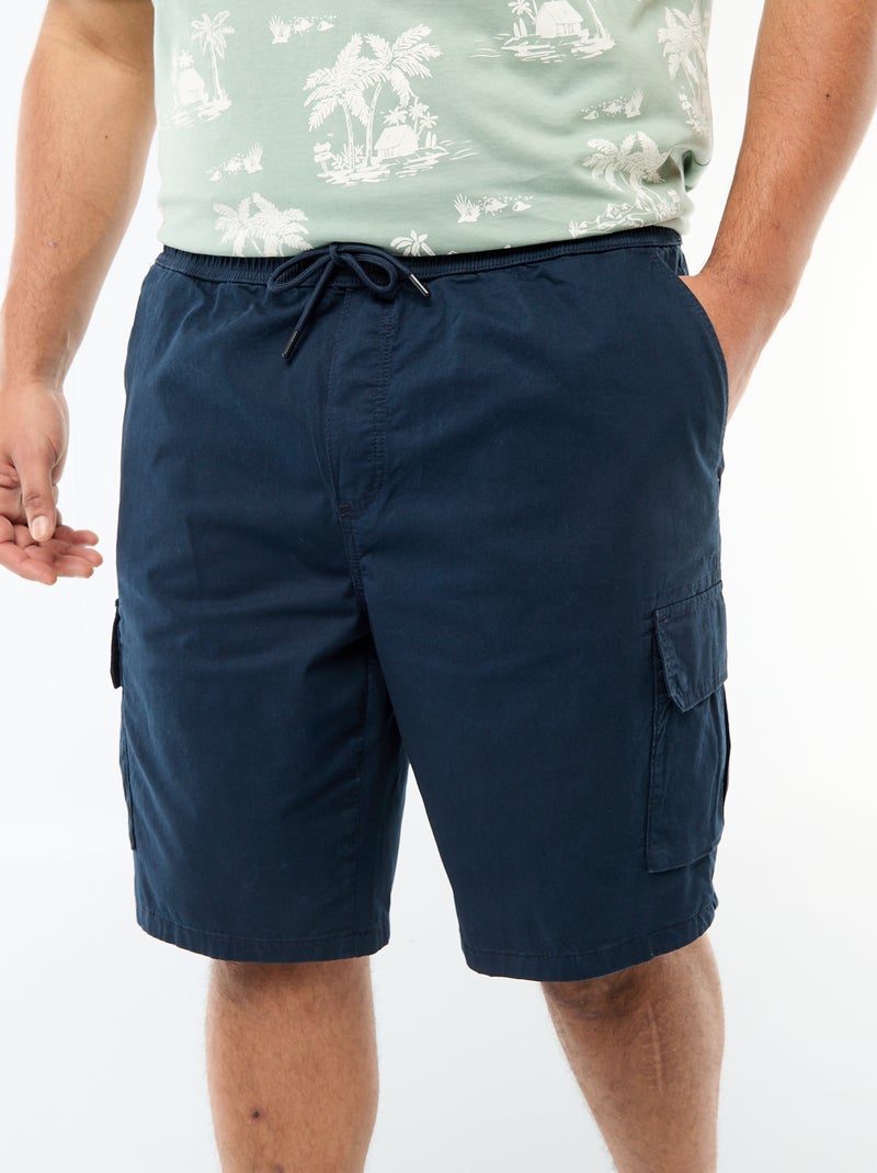 Bermuda en twill multipoches Bleu - Kiabi