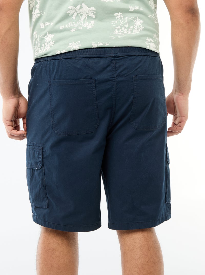 Bermuda en twill multipoches Bleu - Kiabi