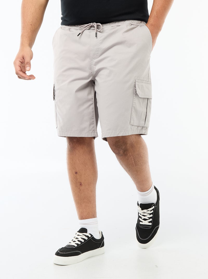 Bermuda en twill multipoches Gris - Kiabi