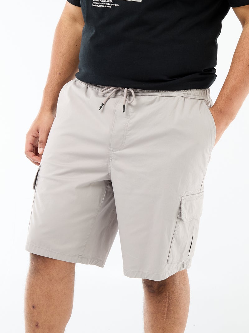 Bermuda en twill multipoches Gris - Kiabi