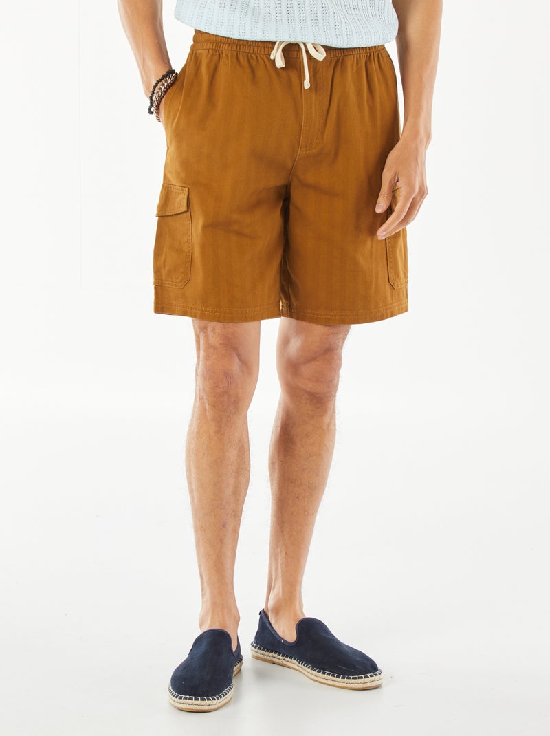 Bermuda en twill multipoches Kaki - Kiabi