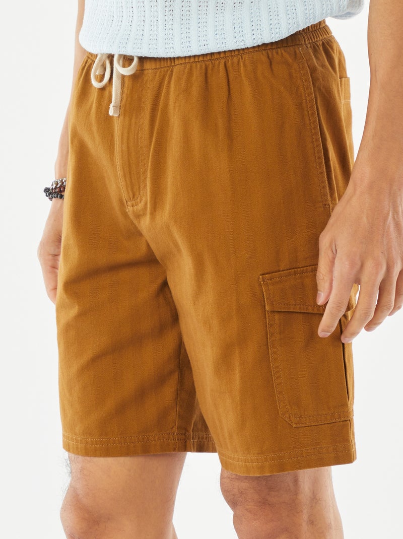 Bermuda en twill multipoches Kaki - Kiabi