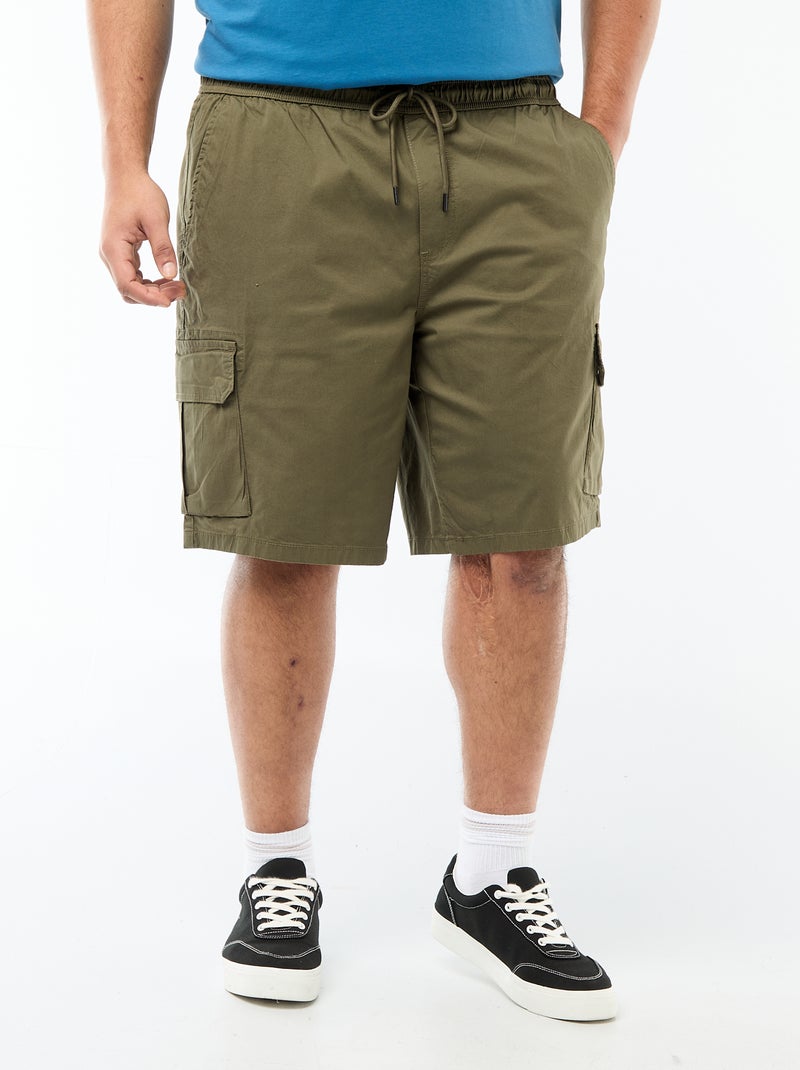 Bermuda en twill multipoches Kaki - Kiabi