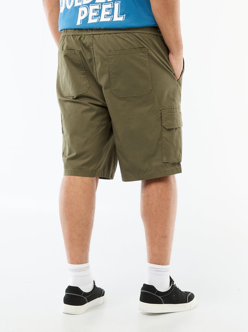 Bermuda en twill multipoches Kaki - Kiabi