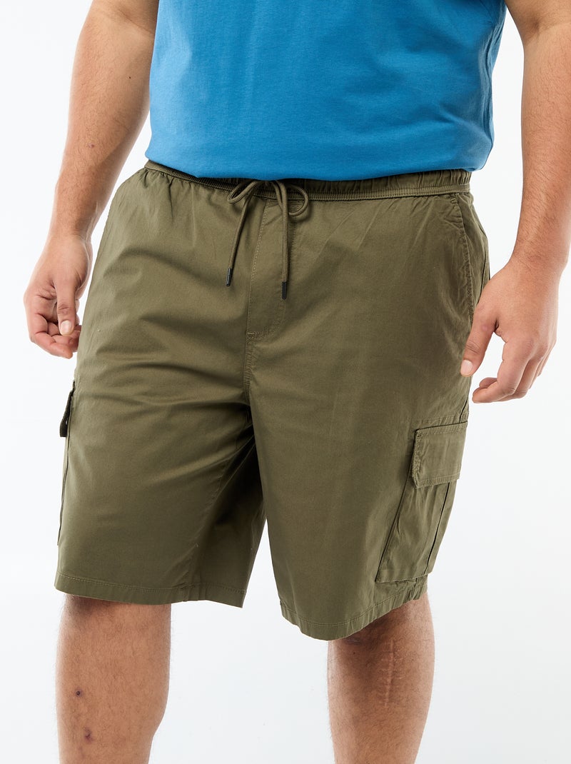 Bermuda en twill multipoches Kaki - Kiabi