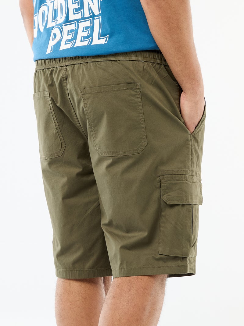 Bermuda en twill multipoches Kaki - Kiabi