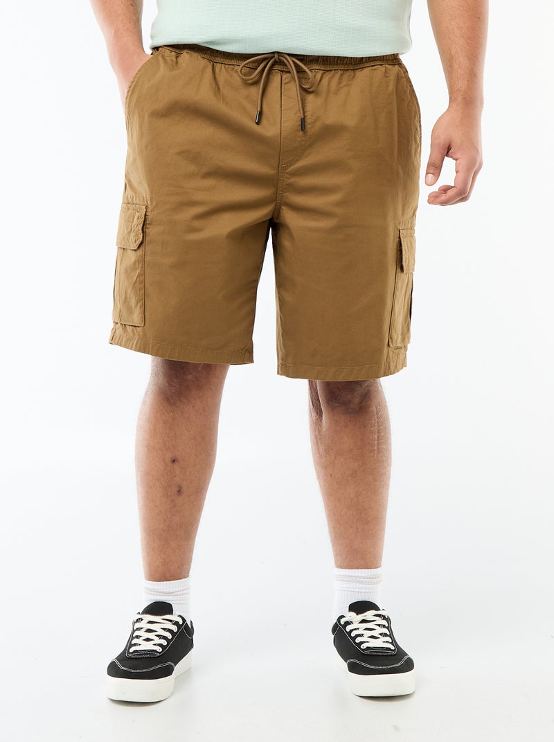 Bermuda en twill multipoches Marron - Kiabi