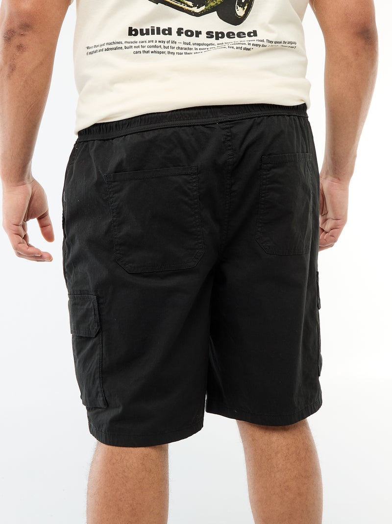 Bermuda en twill multipoches Noir - Kiabi