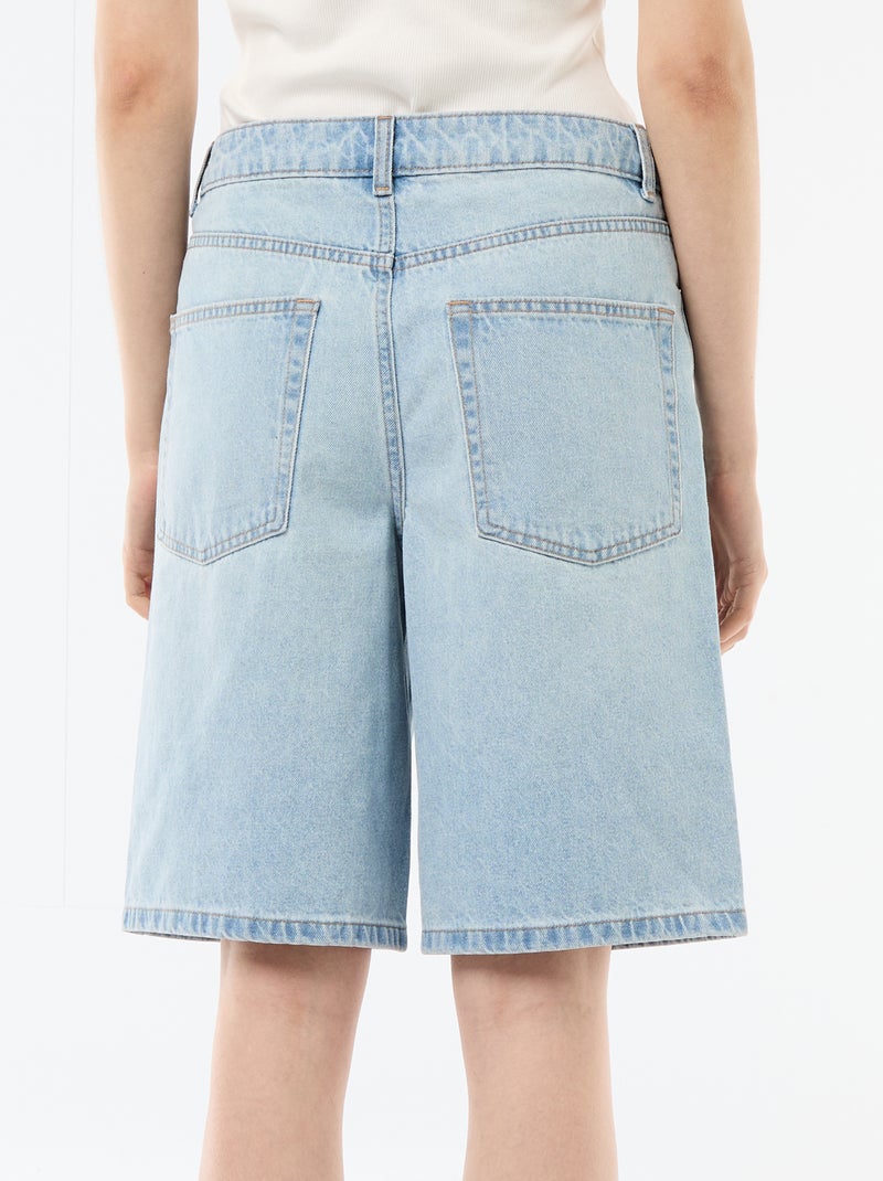 Bermuda in denim a vita alta Blu - Kiabi