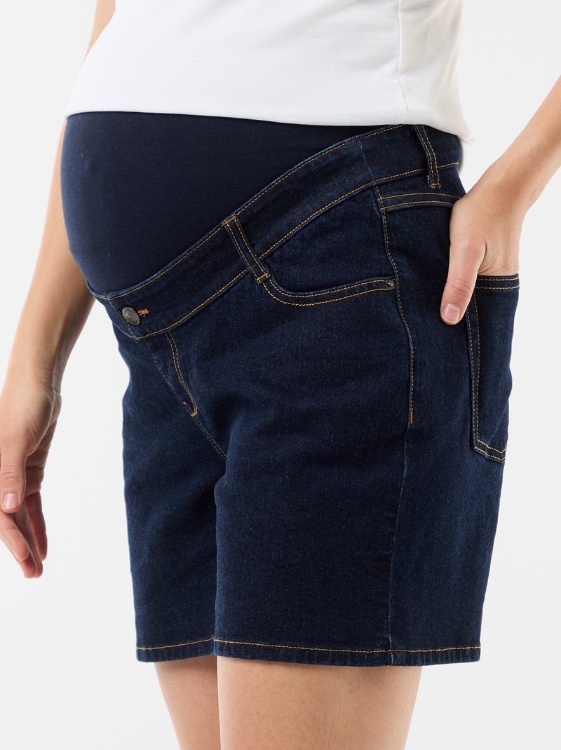 Bermuda in denim a vita alta premaman Blu - Kiabi