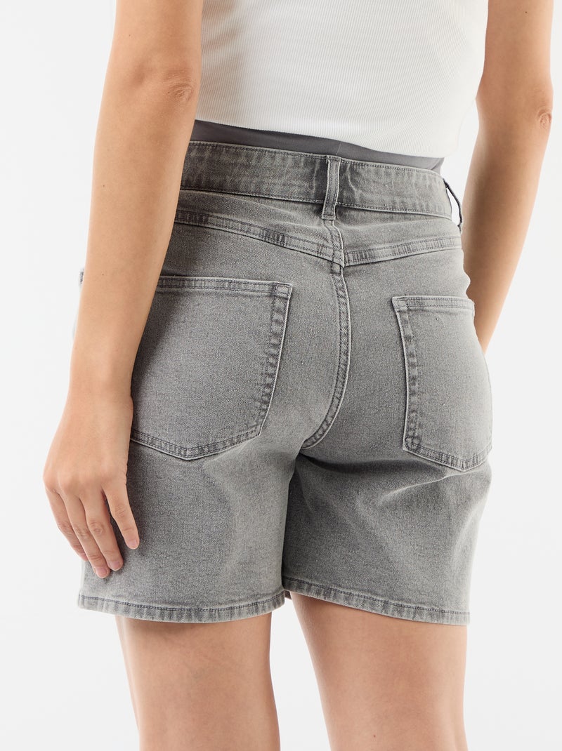 Bermuda in denim a vita alta premaman Grigio - Kiabi
