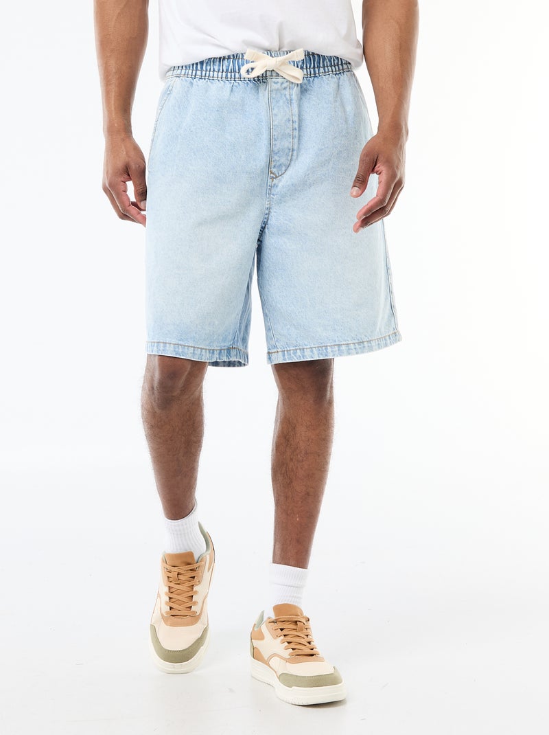 Bermuda in jeans con elastico in vita Blu - Kiabi