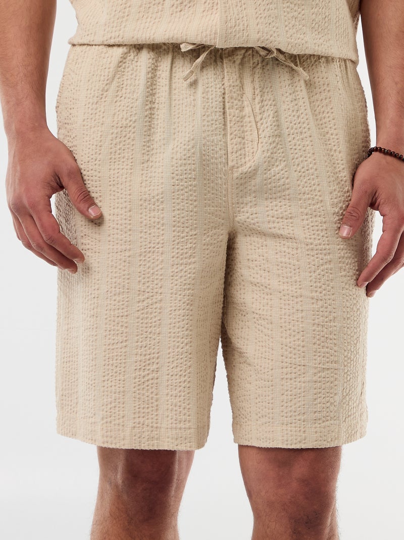 Bermuda in tessuto tipo crêpe Beige - Kiabi