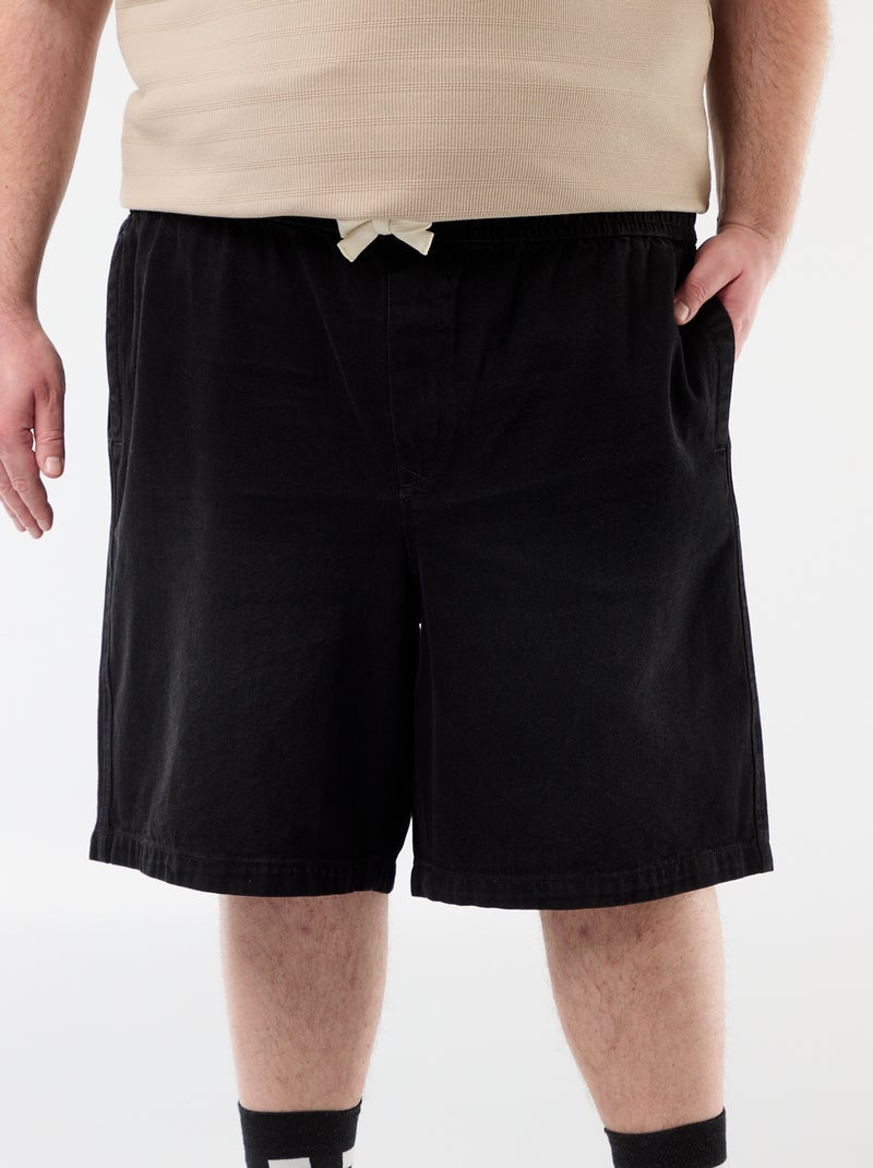 Bermuda in twill con coulisse Nero - Kiabi