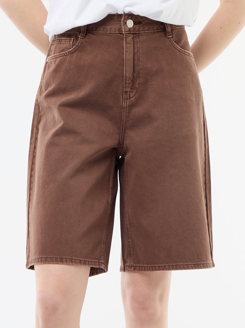 Bermuda large en twill Marron - Kiabi