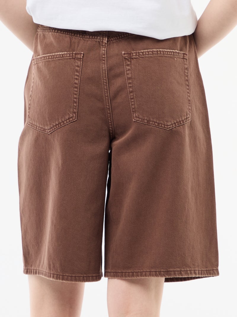 Bermuda large en twill Marron - Kiabi