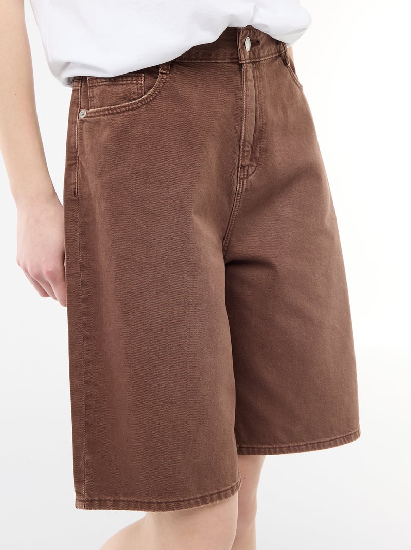 Bermuda large en twill Marron - Kiabi
