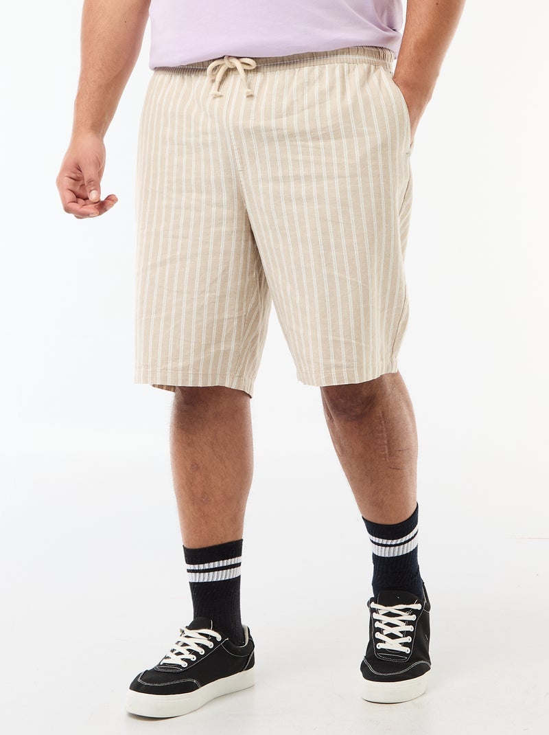 Bermuda léger uni avec 4 poches Beige - Kiabi