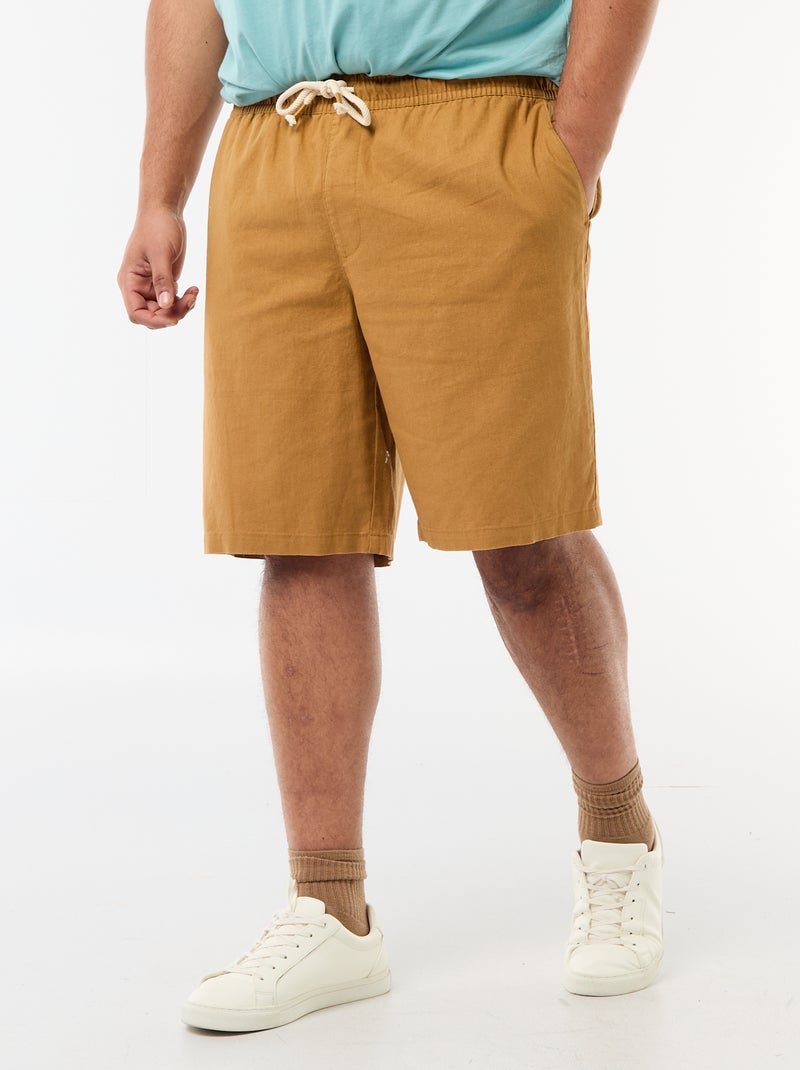 Bermuda léger uni avec 4 poches Beige - Kiabi