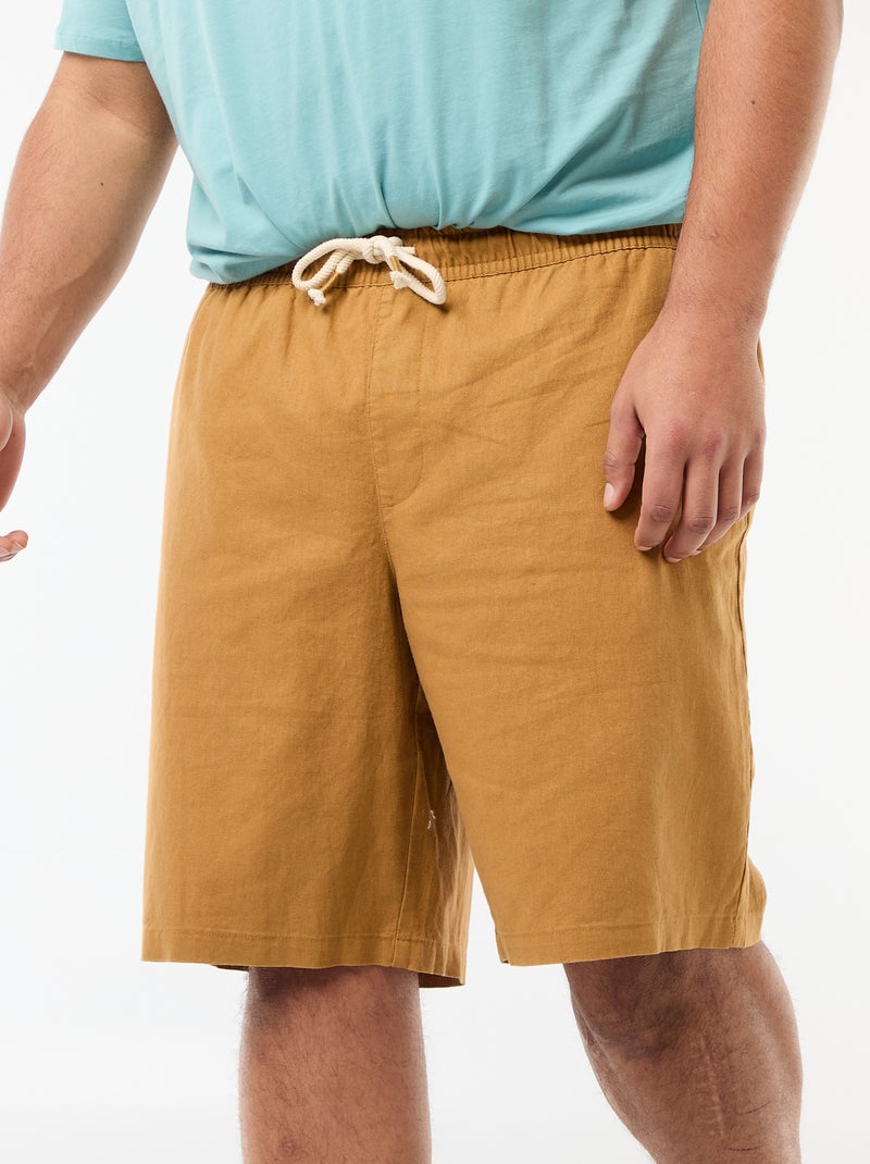 Bermuda léger uni avec 4 poches Beige - Kiabi