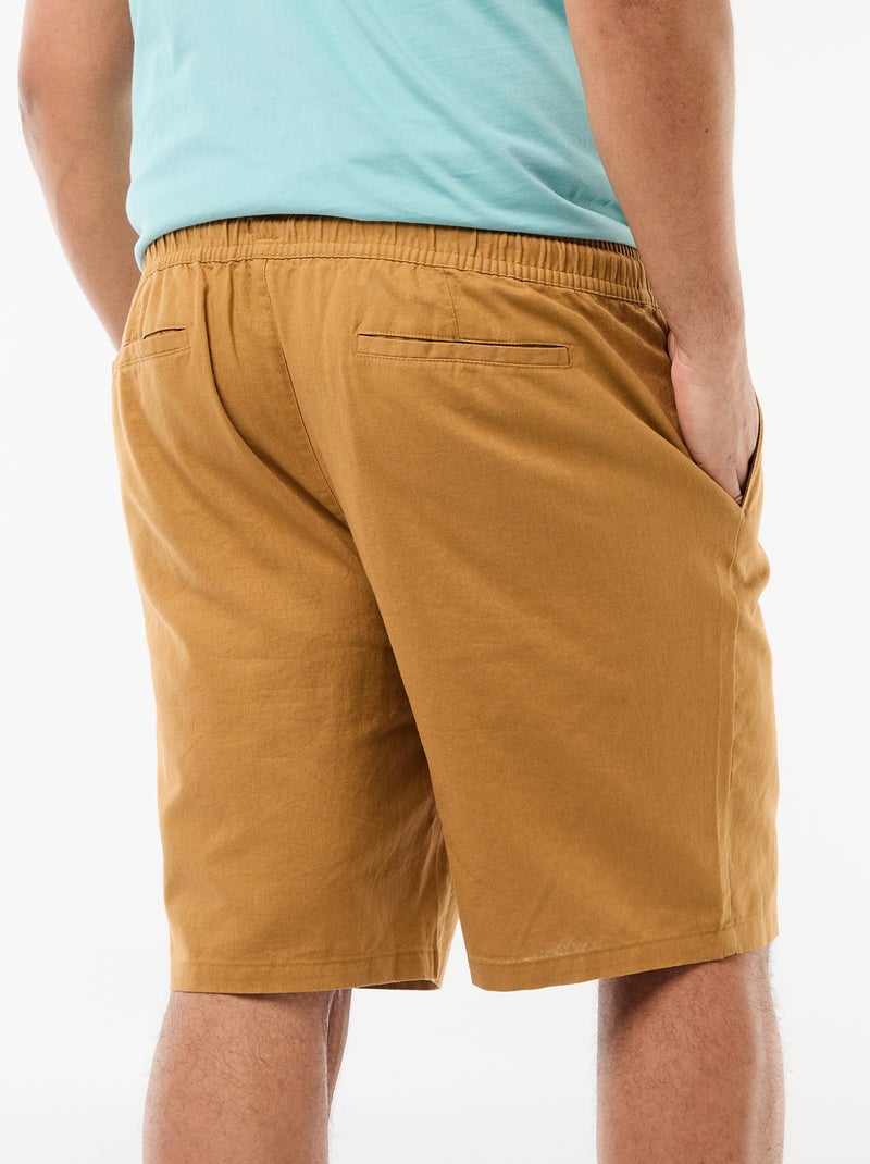 Bermuda léger uni avec 4 poches Beige - Kiabi