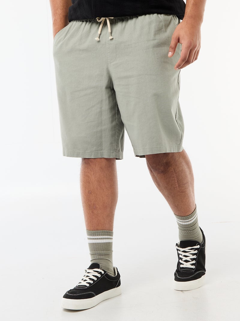 Bermuda léger uni avec 4 poches Vert - Kiabi