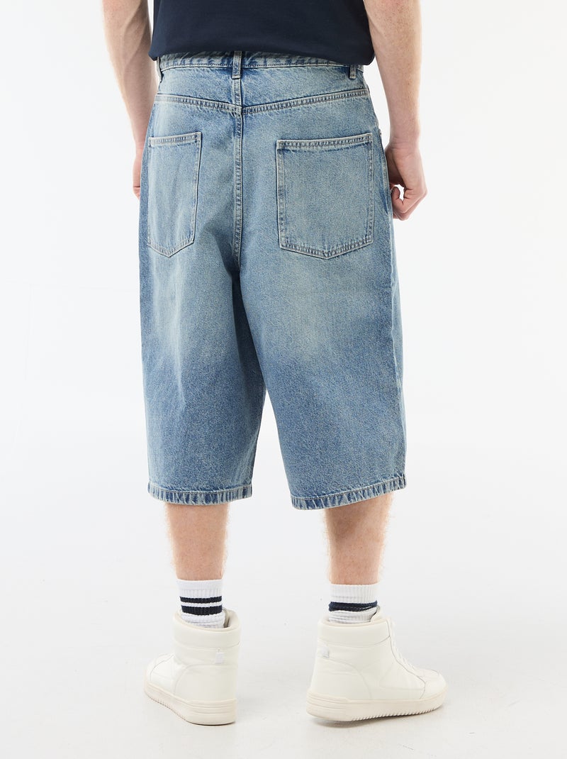 Bermuda long denim en coton Bleu - Kiabi