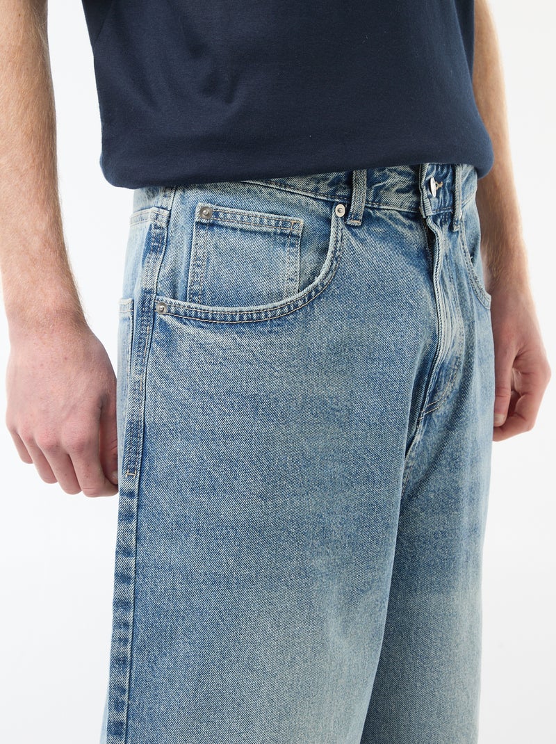 Bermuda long denim en coton Bleu - Kiabi