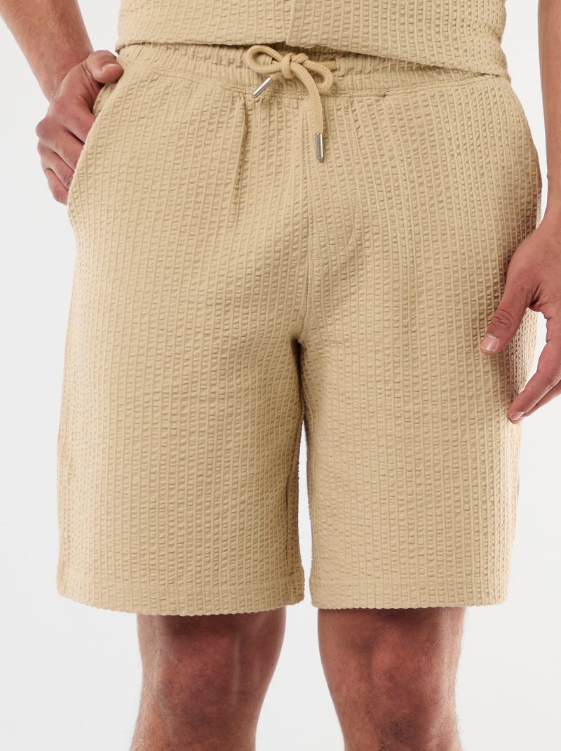 Bermuda maille lourde uni Beige - Kiabi