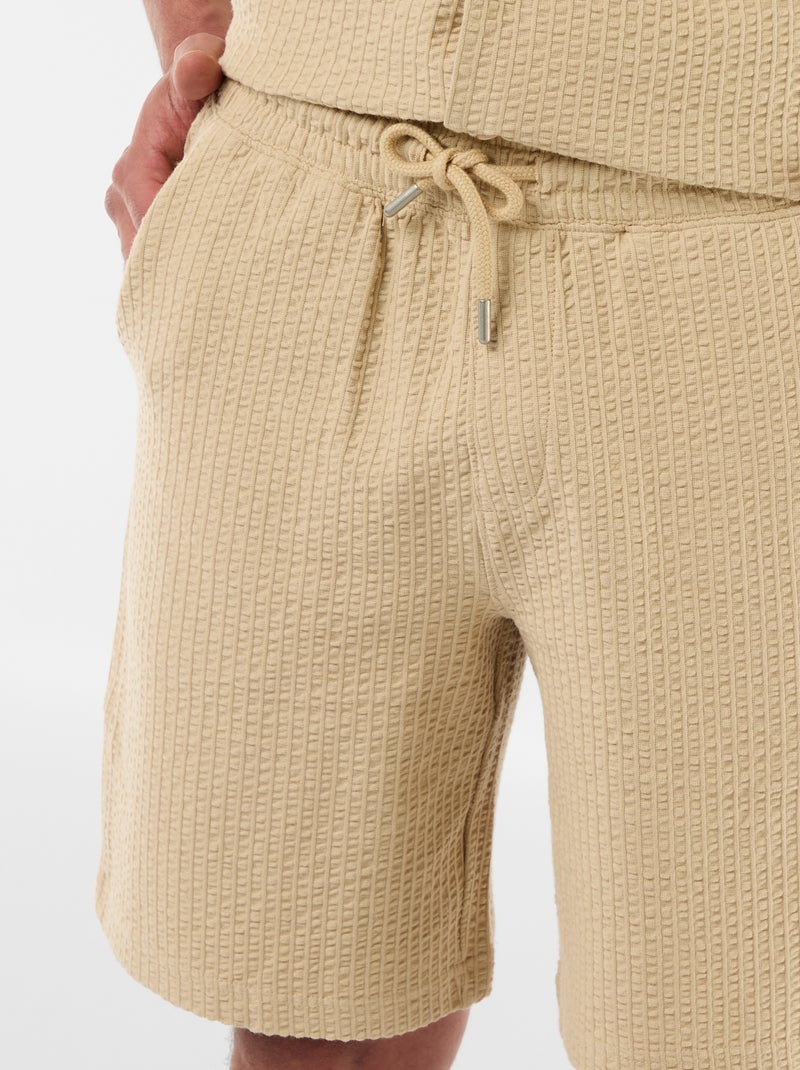 Bermuda maille lourde uni Beige - Kiabi