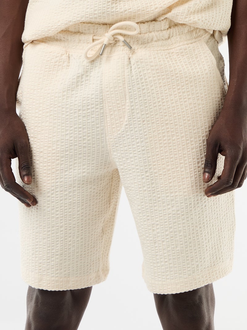 Bermuda maille lourde uni Blanc - Kiabi