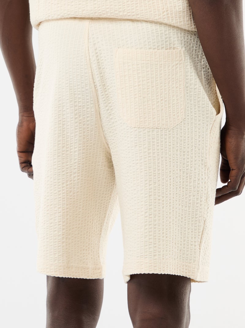 Bermuda maille lourde uni Blanc - Kiabi