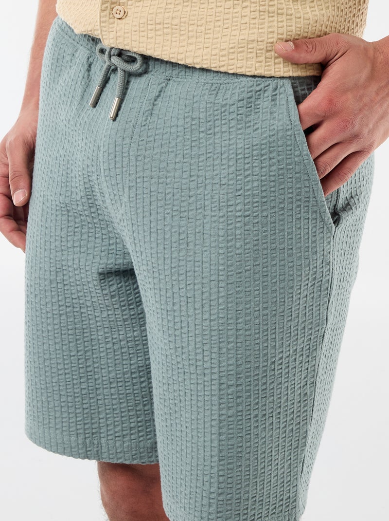 Bermuda maille lourde uni Bleu - Kiabi