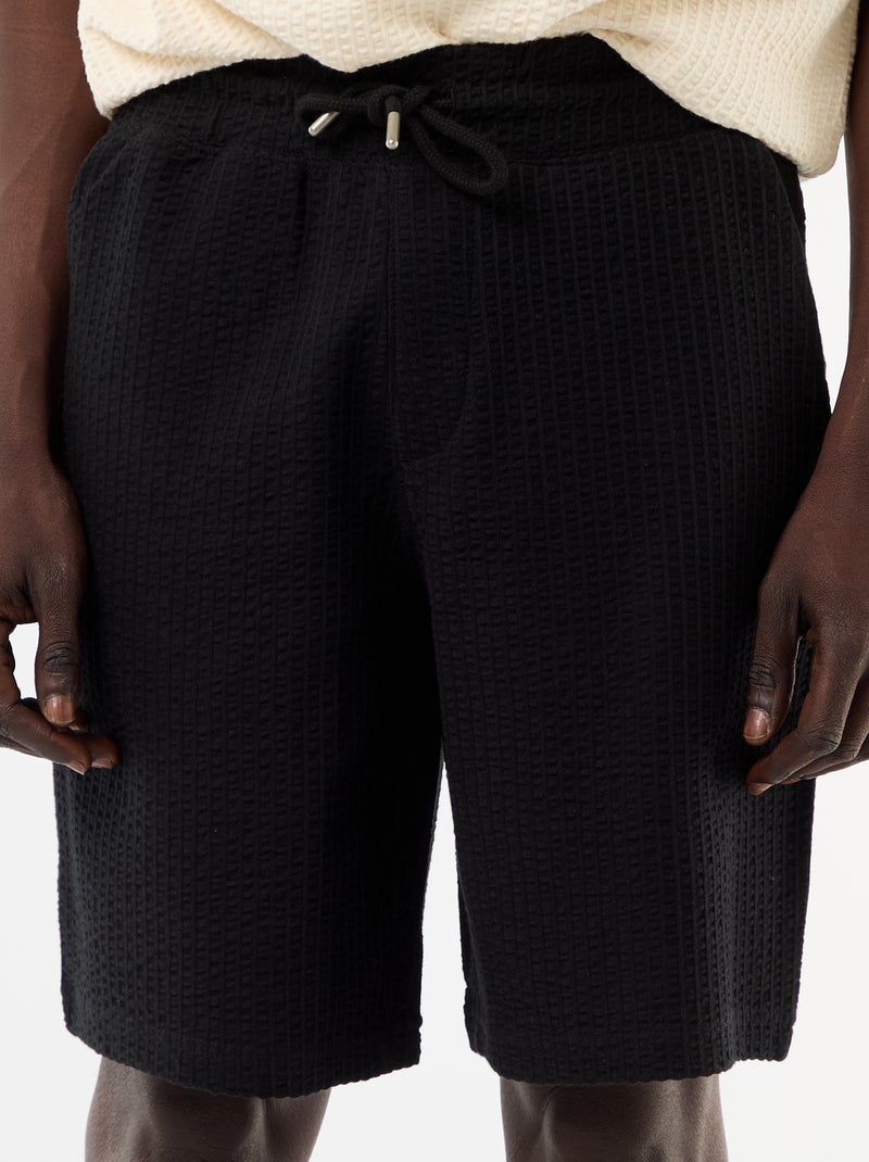 Bermuda maille lourde uni Noir - Kiabi