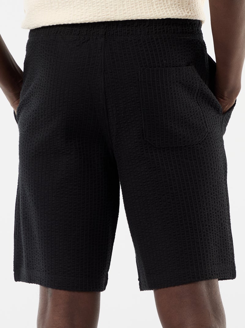 Bermuda maille lourde uni Noir - Kiabi