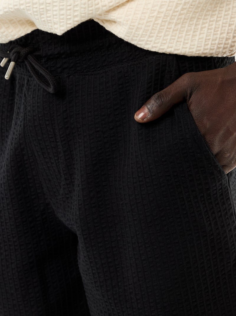 Bermuda maille lourde uni Noir - Kiabi